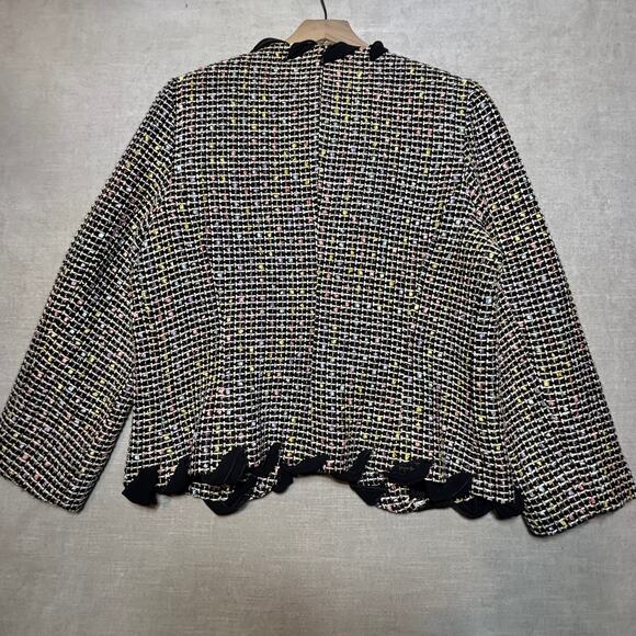 Supply Demand Blazer Jacket L Y2K Multicolor Tweed Ribbon Retro Artsy Statement - Picture 2 of 6